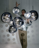 Multi Head Lava Melting Glass Pendant Light Round Ceiling Chandelier for Modern Interiors