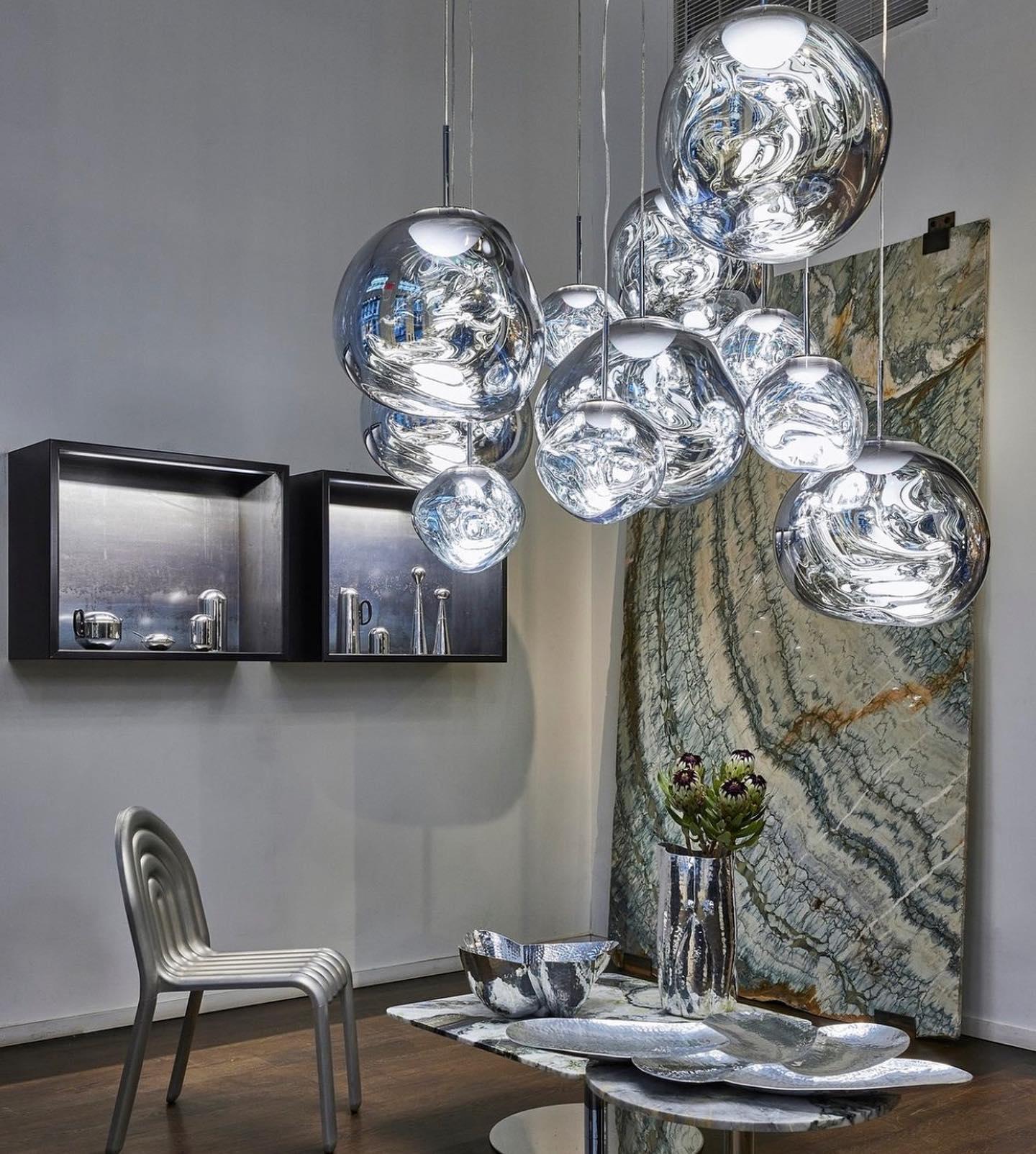 Multi Head Lava Melting Glass Pendant Light Round Ceiling Chandelier for Modern Interiors