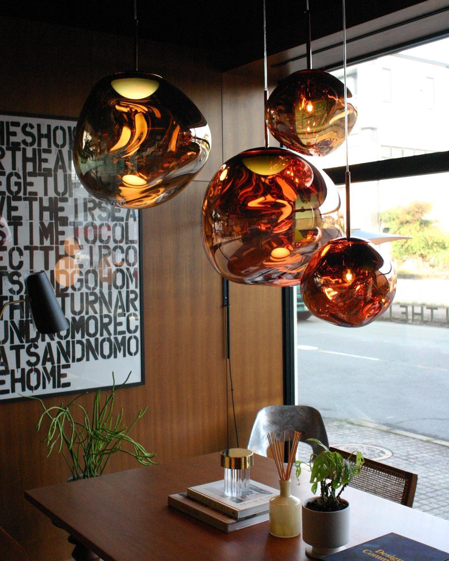 Multi Head Lava Melting Glass Pendant Light Round Ceiling Chandelier for Modern Interiors