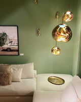 Multi Head Lava Melting Glass Pendant Light Round Ceiling Chandelier for Modern Interiors