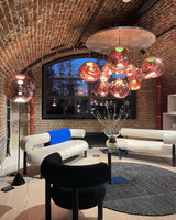 Multi Head Lava Melting Glass Pendant Light Round Ceiling Chandelier for Modern Interiors