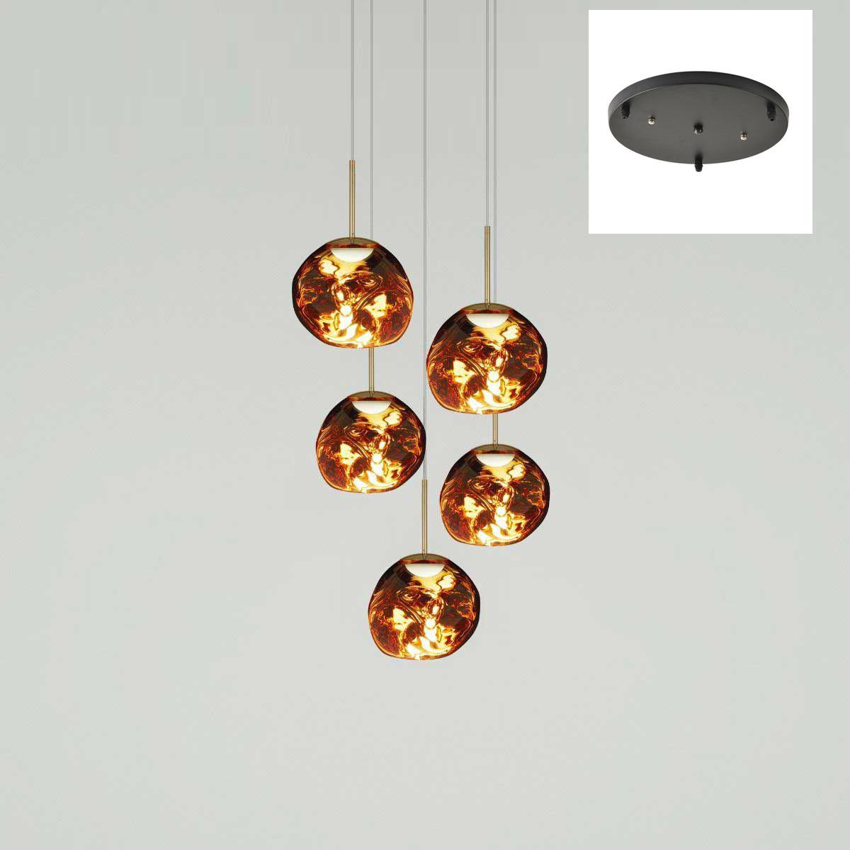 Multi Head Lava Melting Glass Pendant Light Round Ceiling Chandelier for Modern Interiors