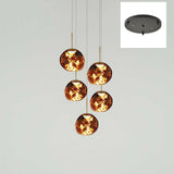 Multi Head Lava Melting Glass Pendant Light Round Ceiling Chandelier for Modern Interiors