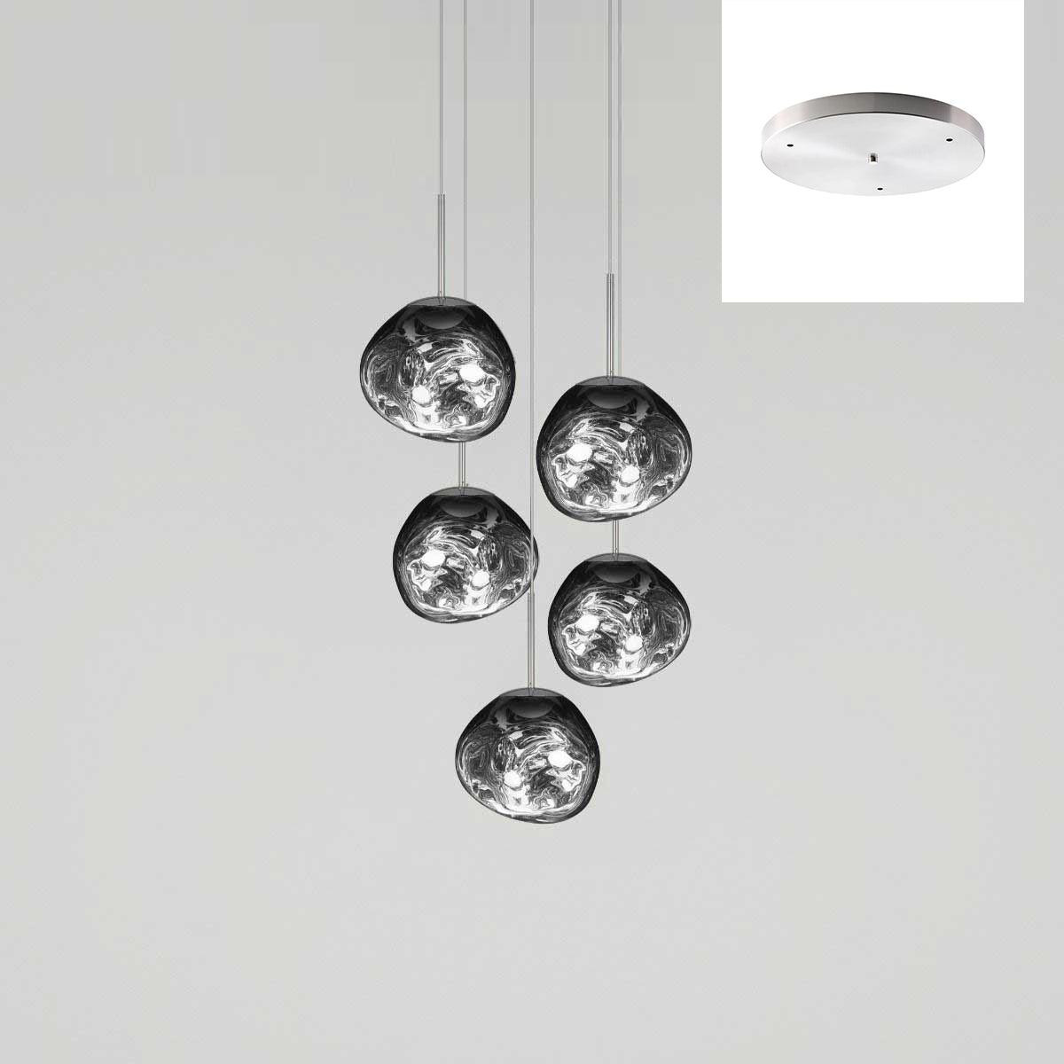Multi Head Lava Melting Glass Pendant Light Round Ceiling Chandelier for Modern Interiors