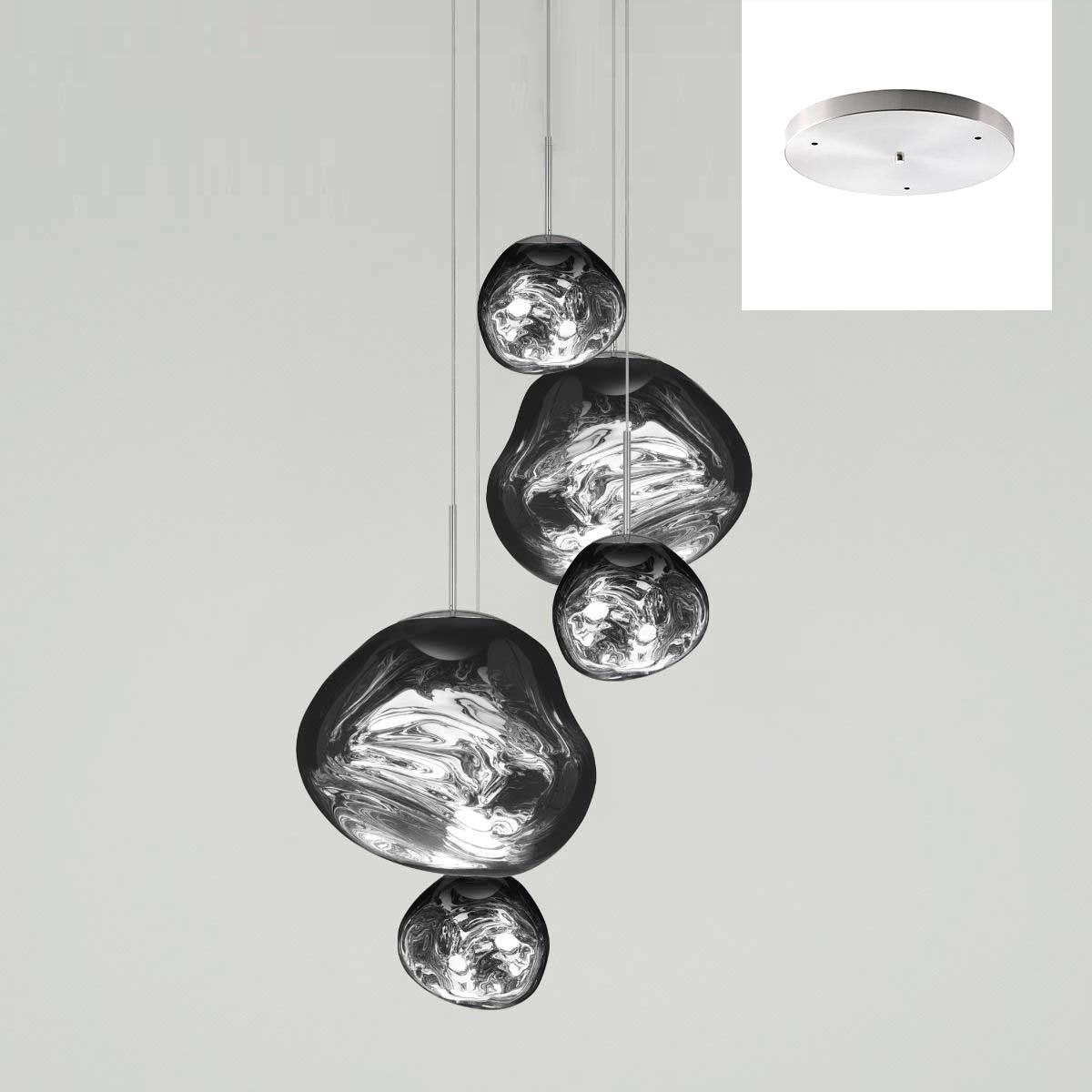 Multi Head Lava Melting Glass Pendant Light Round Ceiling Chandelier for Modern Interiors