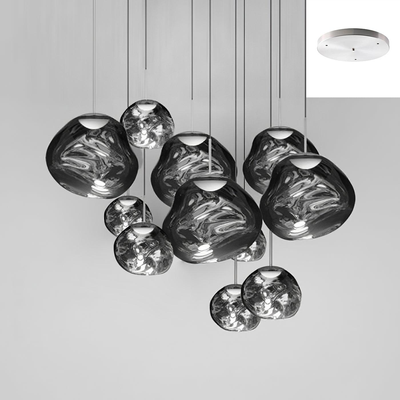 Multi Head Lava Melting Glass Pendant Light Round Ceiling Chandelier for Modern Interiors