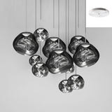 Multi Head Lava Melting Glass Pendant Light Round Ceiling Chandelier for Modern Interiors