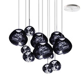 Multi Head Lava Melting Glass Pendant Light Round Ceiling Chandelier for Modern Interiors