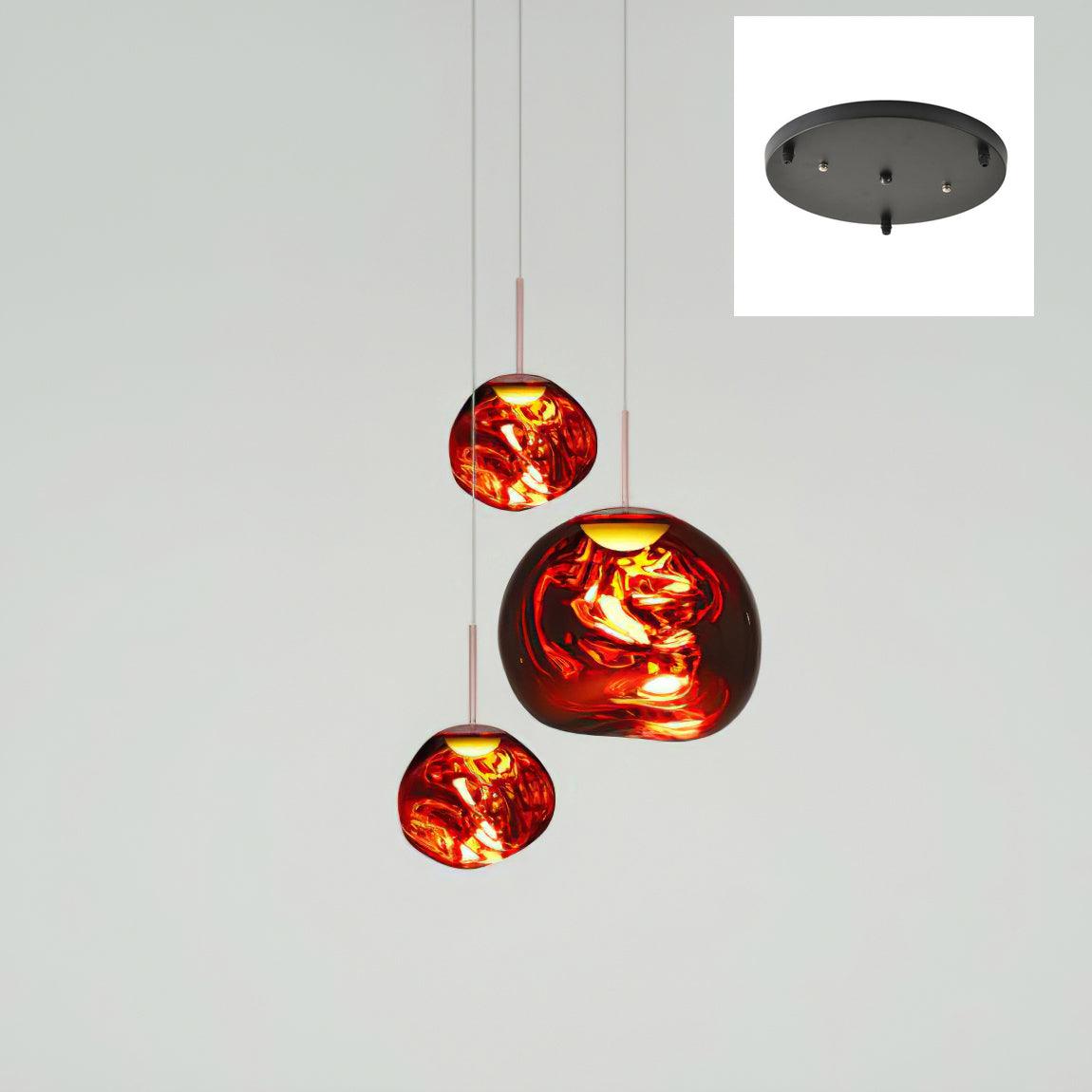 Multi Head Lava Melting Glass Pendant Light Round Ceiling Chandelier for Modern Interiors