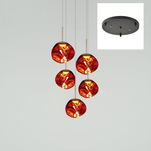 Multi Head Lava Melting Glass Pendant Light Round Ceiling Chandelier for Modern Interiors