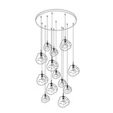 Multi Head Lava Melting Glass Pendant Light Round Ceiling Chandelier for Modern Interiors