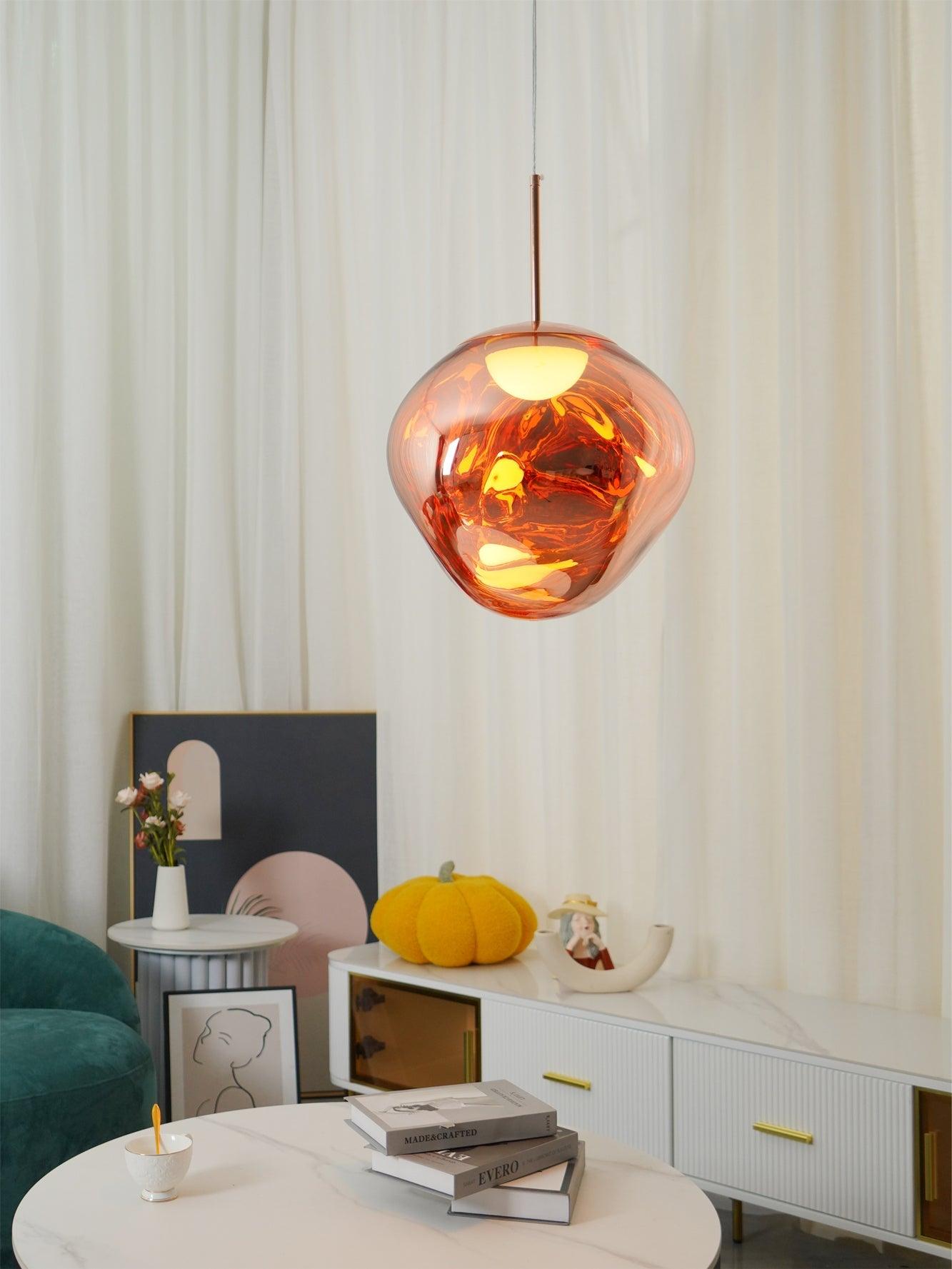 Multi Head Lava Melting Glass Pendant Light Round Ceiling Chandelier for Modern Interiors