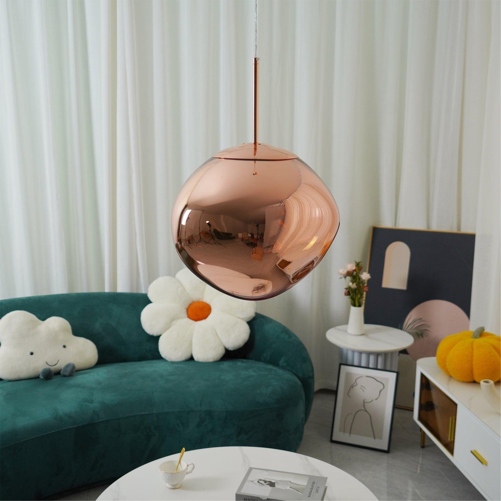 Multi Head Lava Melting Glass Pendant Light Round Ceiling Chandelier for Modern Interiors