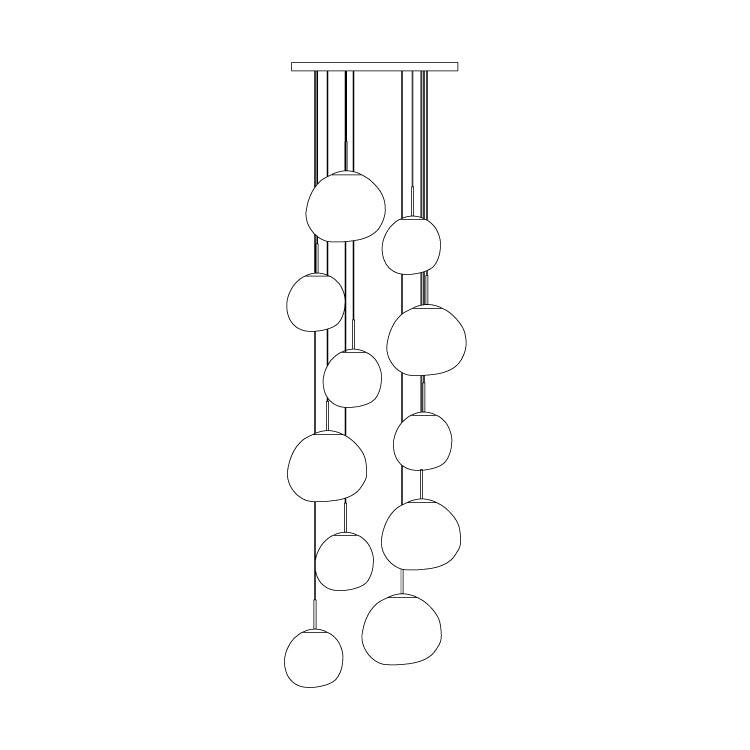 Multi Head Lava Melting Glass Pendant Light Round Ceiling Chandelier for Modern Interiors