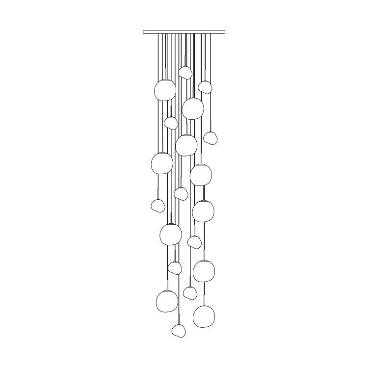 Multi Head Lava Melting Glass Pendant Light Round Ceiling Chandelier for Modern Interiors