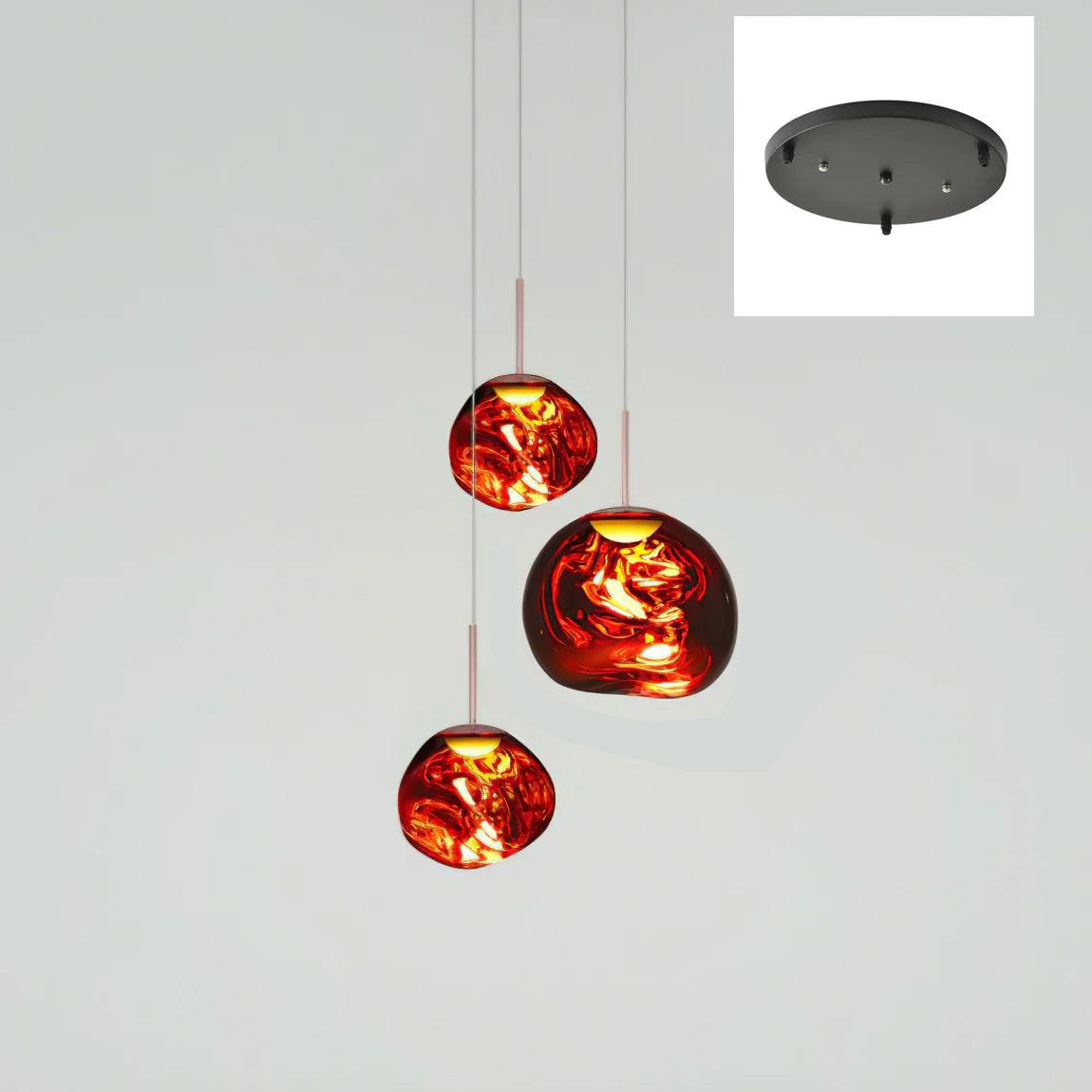 Multi Head Lava Melting Glass Pendant Light Round Ceiling Chandelier for Modern Interiors