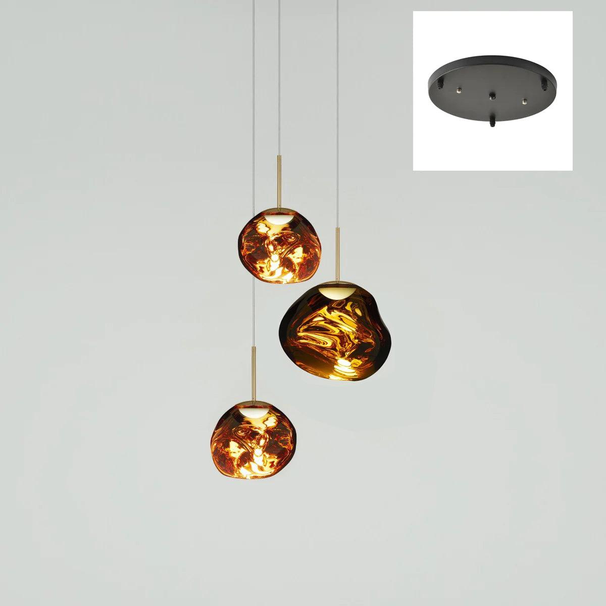 Multi Head Lava Melting Glass Pendant Light Round Ceiling Chandelier for Modern Interiors