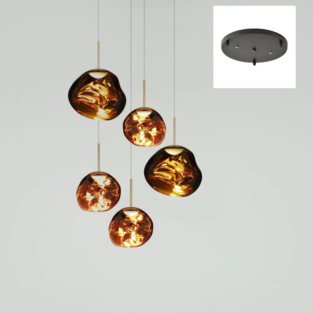 Multi Head Lava Melting Glass Pendant Light Round Ceiling Chandelier for Modern Interiors