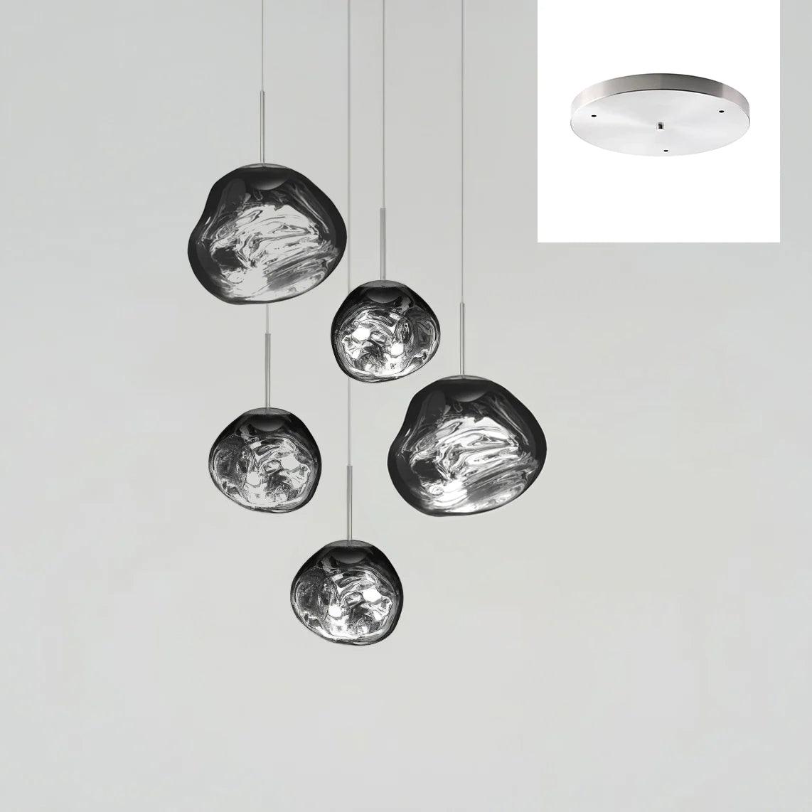 Multi Head Lava Melting Glass Pendant Light Round Ceiling Chandelier for Modern Interiors