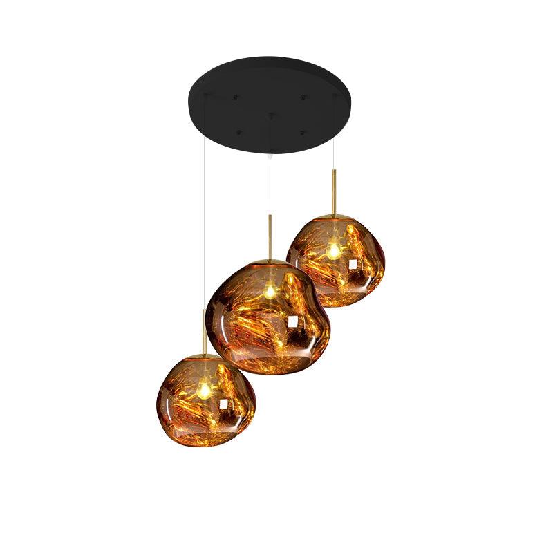 Multi Head Lava Melting Glass Pendant Light Round Ceiling Chandelier for Modern Interiors