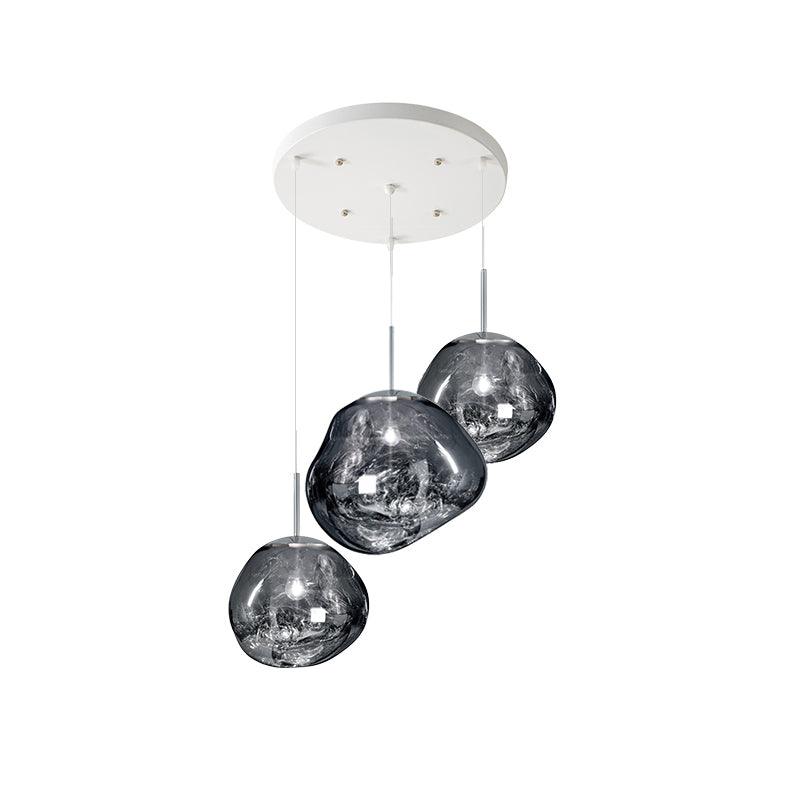 Multi Head Lava Melting Glass Pendant Light Round Ceiling Chandelier for Modern Interiors