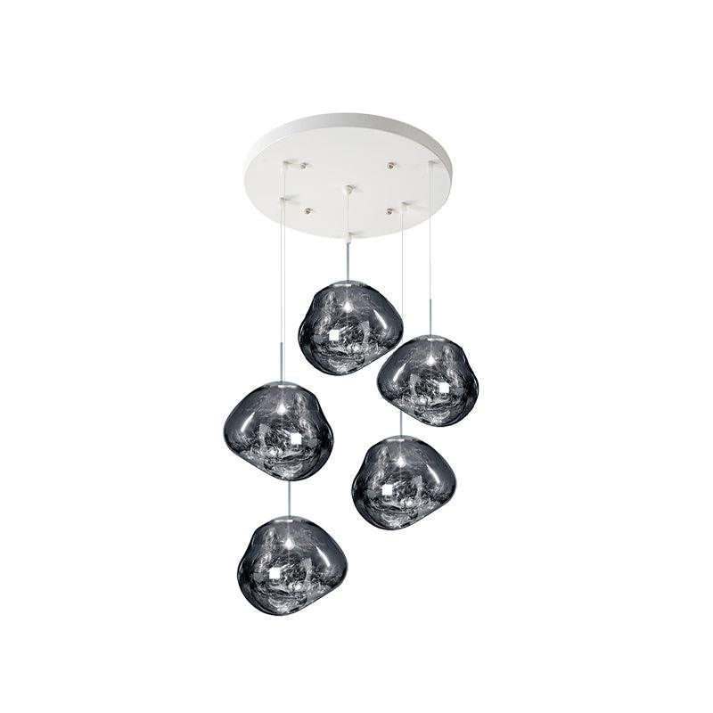 Multi Head Lava Melting Glass Pendant Light Round Ceiling Chandelier for Modern Interiors