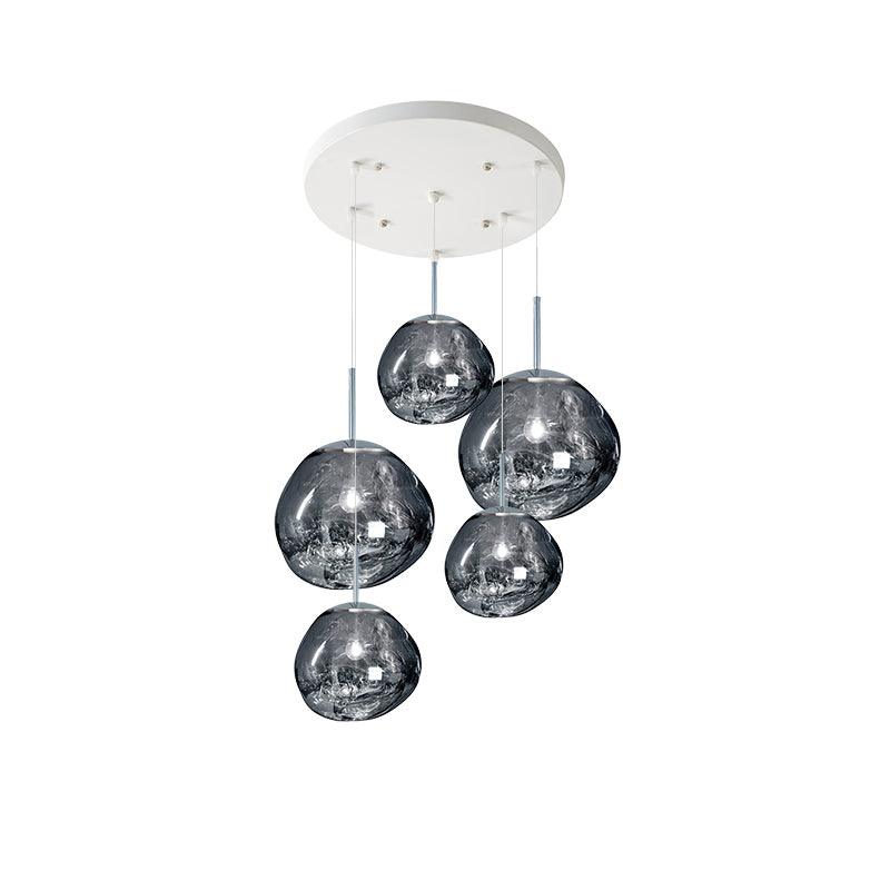 Multi Head Lava Melting Glass Pendant Light Round Ceiling Chandelier for Modern Interiors