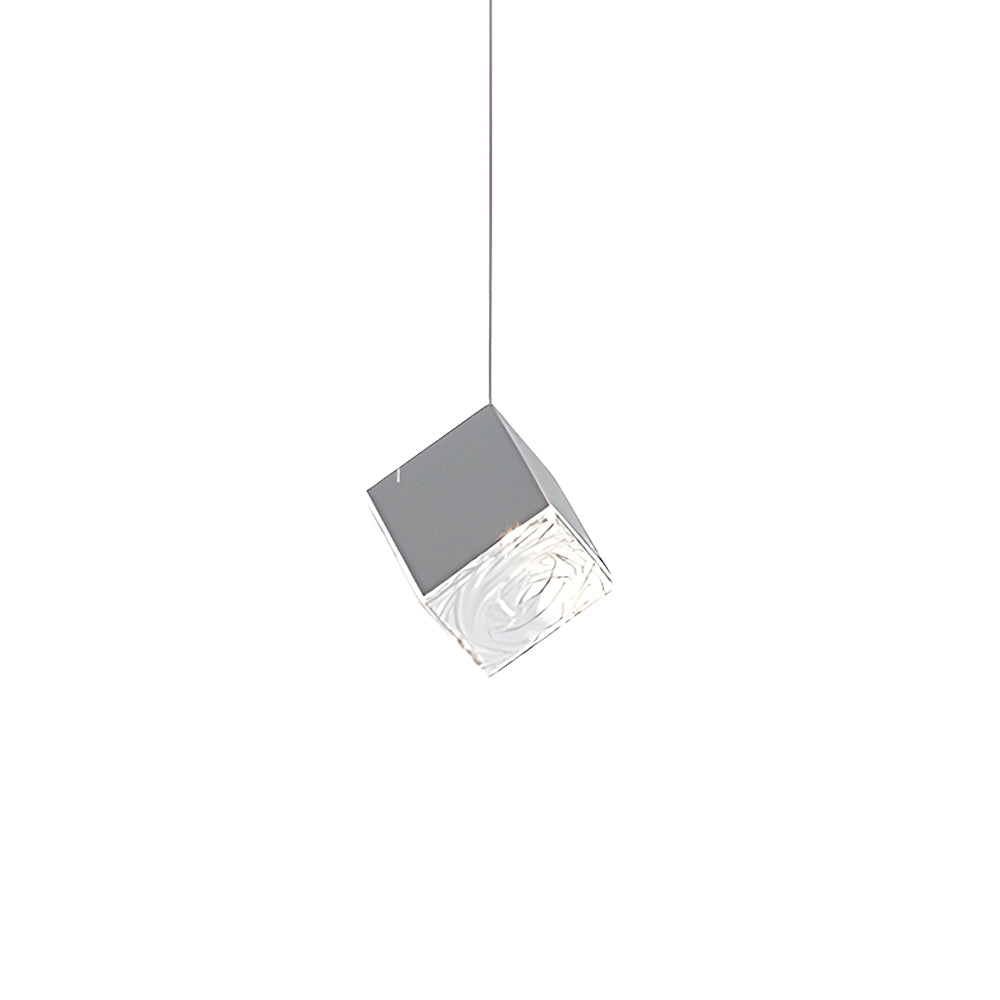 Multi Light Glass Ice Cube LED Pendant for Modern Staircase and Foyer in Gold or Chrome