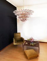 murano-glass-palmette-pink-transparent-chandelier-elegant-modern-hanging-light-fixture