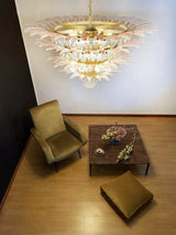 murano-glass-palmette-pink-transparent-chandelier-elegant-modern-hanging-light-fixture