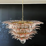murano-glass-palmette-pink-transparent-chandelier-elegant-modern-hanging-light-fixture