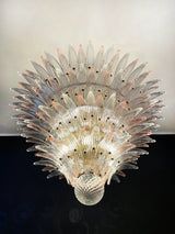 murano-glass-palmette-pink-transparent-chandelier-elegant-modern-hanging-light-fixture