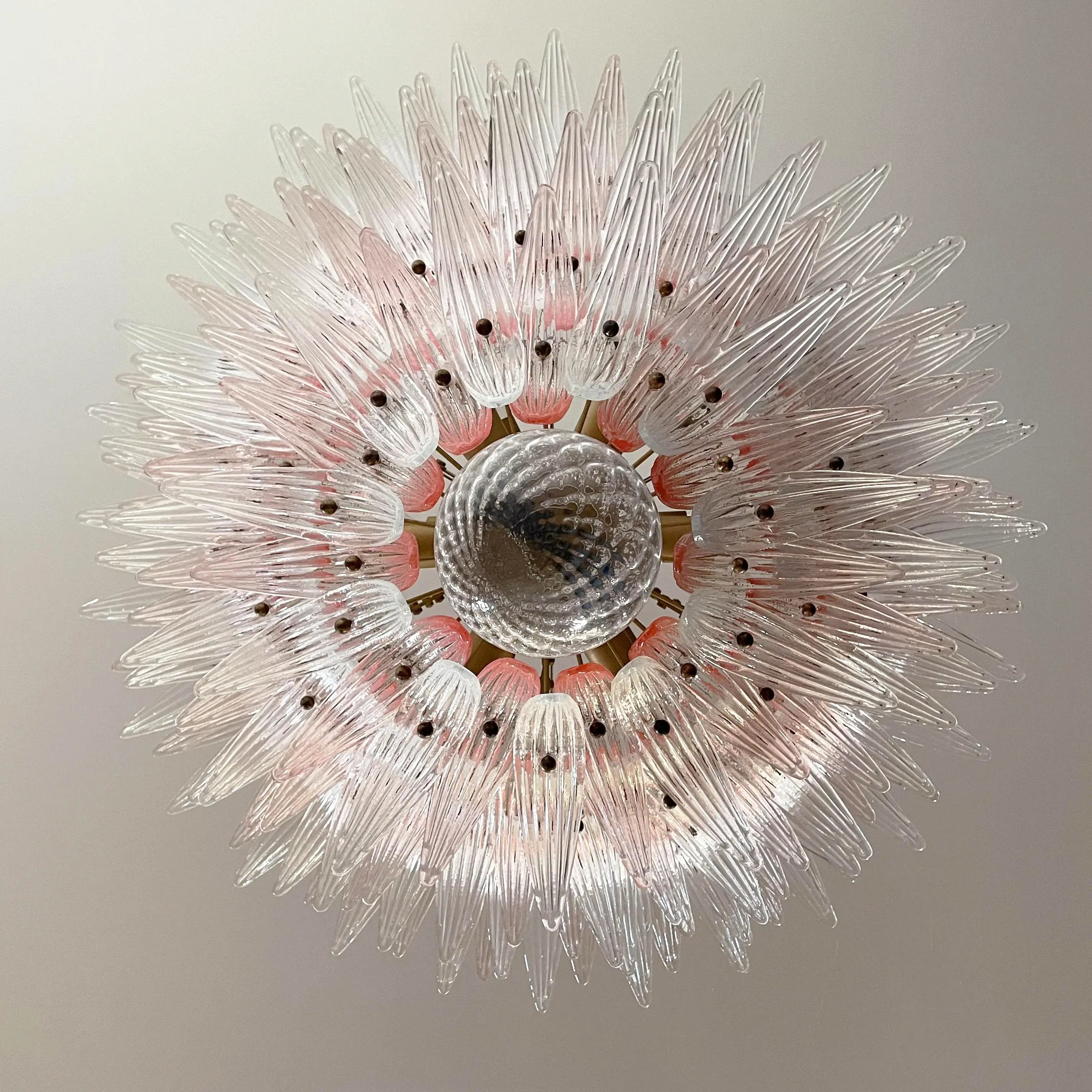 murano-glass-palmette-pink-transparent-chandelier-elegant-modern-hanging-light-fixture