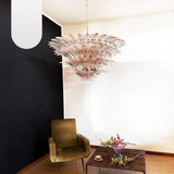 murano-glass-palmette-pink-transparent-chandelier-elegant-modern-hanging-light-fixture