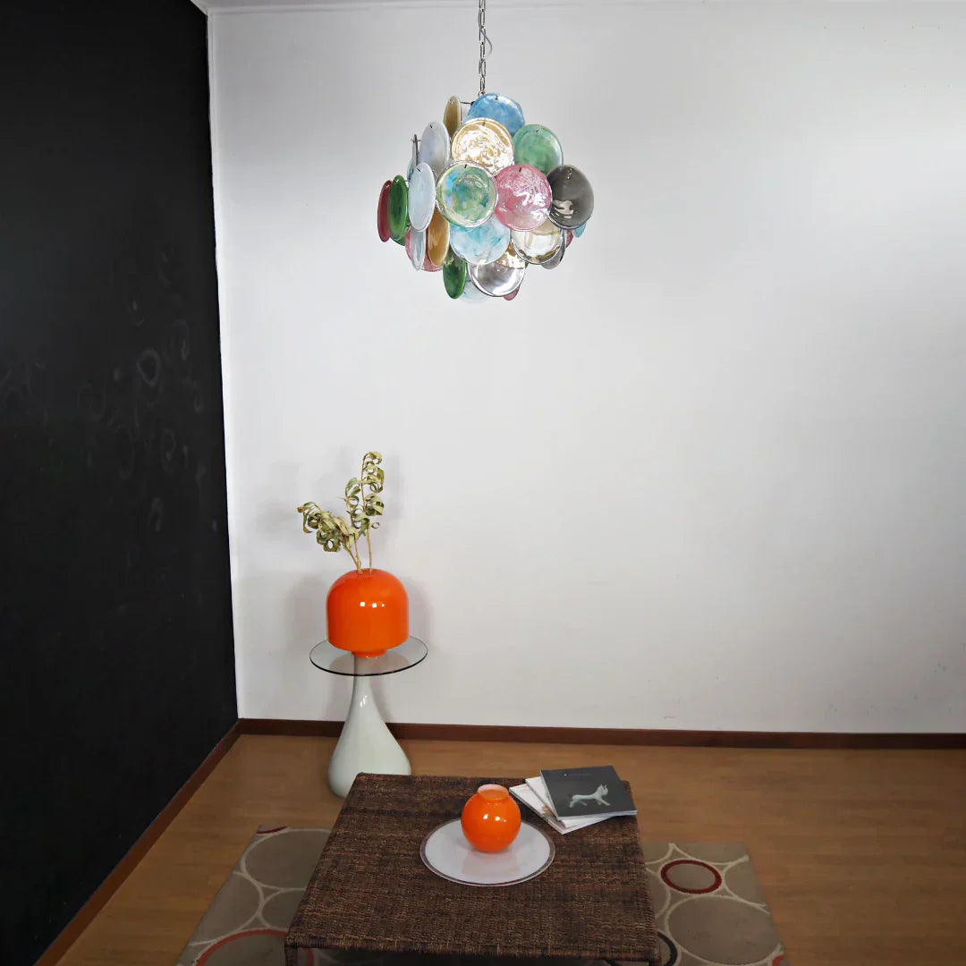 murano-style-multicolored-iridescent-alabaster-glass-disc-chandelier-with-metal-frame