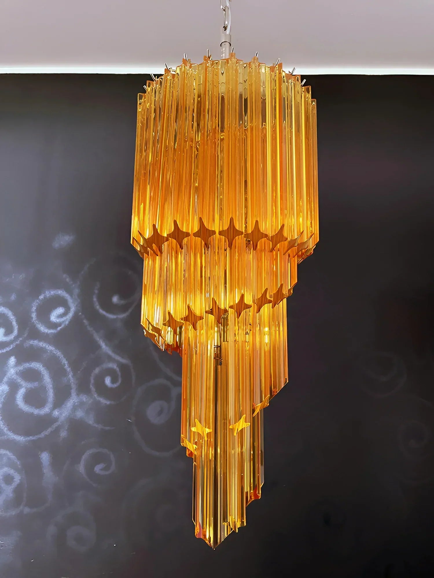murano-style-spiral-amber-glass-prism-pendant-chandelier-for-entryway-and-living-room