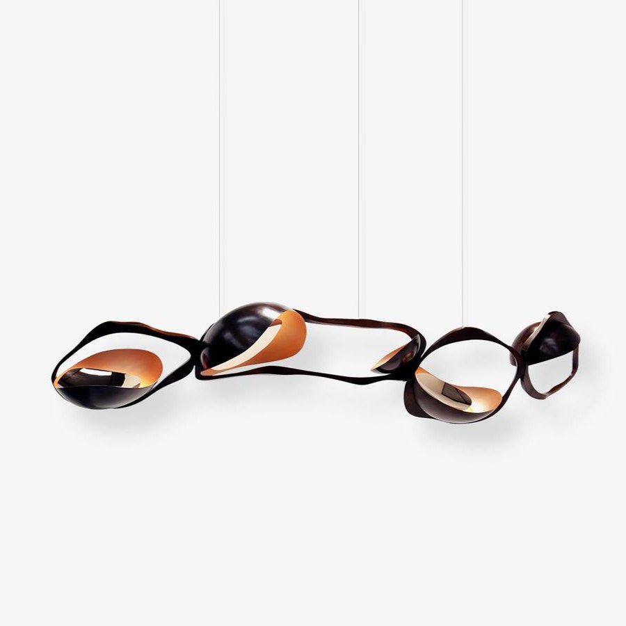 Muscularity Modern Linear LED Pendant Light Gold and Black Chandelier for Dining Room
