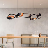 Muscularity Modern Linear LED Pendant Light Gold and Black Chandelier for Dining Room
