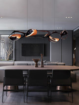 Muscularity Modern Linear LED Pendant Light Gold and Black Chandelier for Dining Room