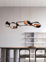 Muscularity Modern Linear LED Pendant Light Gold and Black Chandelier for Dining Room