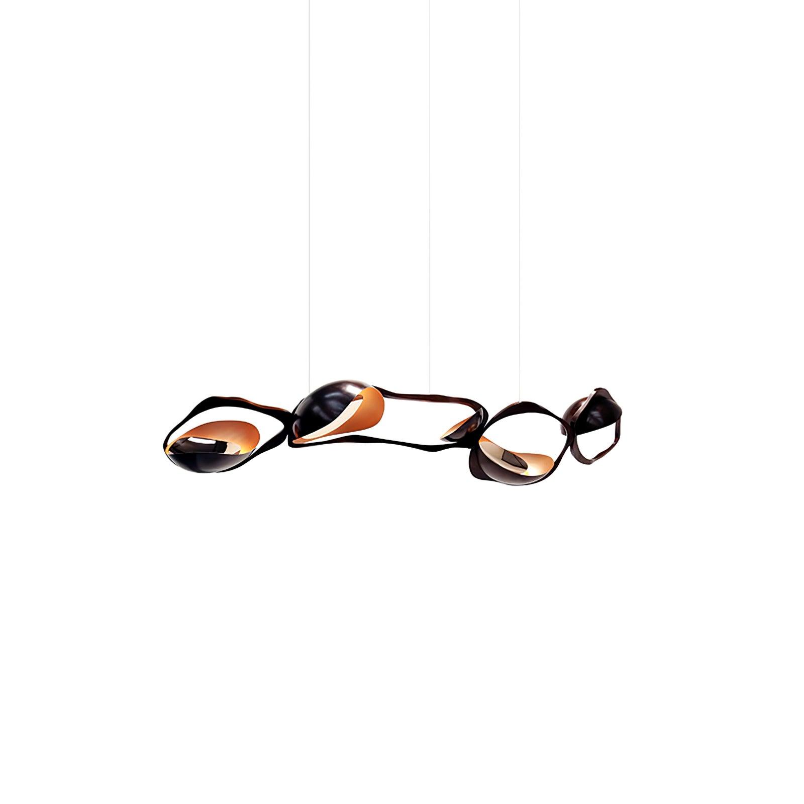Muscularity Modern Linear LED Pendant Light Gold and Black Chandelier for Dining Room
