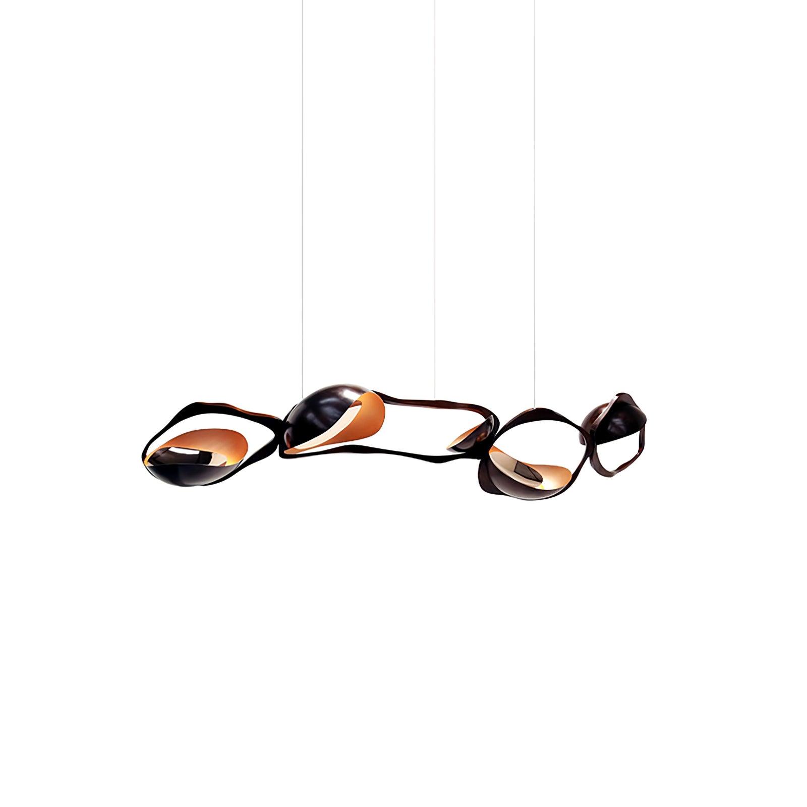 Muscularity Modern Linear LED Pendant Light Gold and Black Chandelier for Dining Room