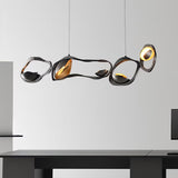 Muscularity Modern Linear LED Pendant Light Gold and Black Chandelier for Dining Room