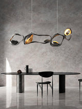 Muscularity Modern Linear LED Pendant Light Gold and Black Chandelier for Dining Room