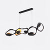 Muscularity Modern Linear LED Pendant Light Gold and Black Chandelier for Dining Room