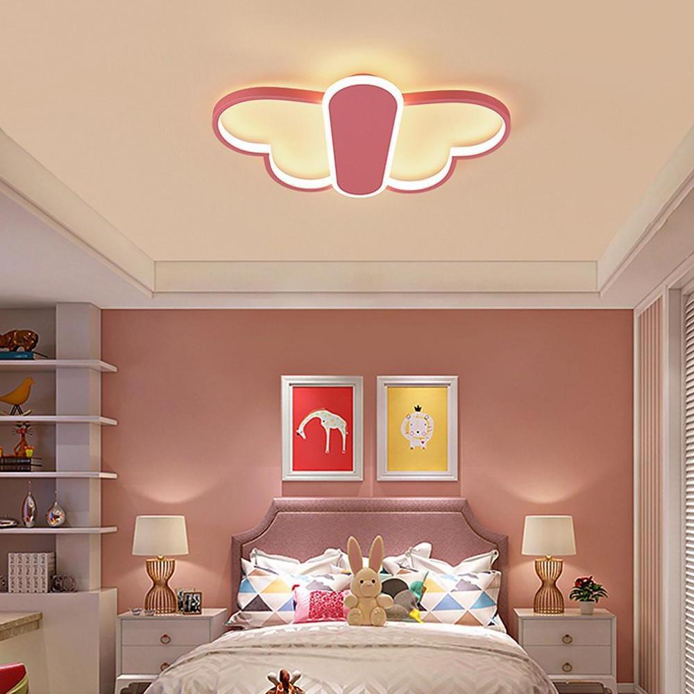 Modern Butterfly LED Flush Mount Ceiling Light Dimmable Remote Control Kids Bedroom Fixture
