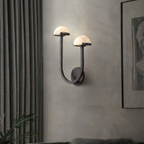 Mushroom Alabaster Sconce Wall Light with Brass Arm and Integrated LED for Modern Interiors