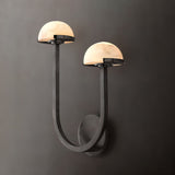 Mushroom Alabaster Sconce Wall Light with Brass Arm and Integrated LED for Modern Interiors