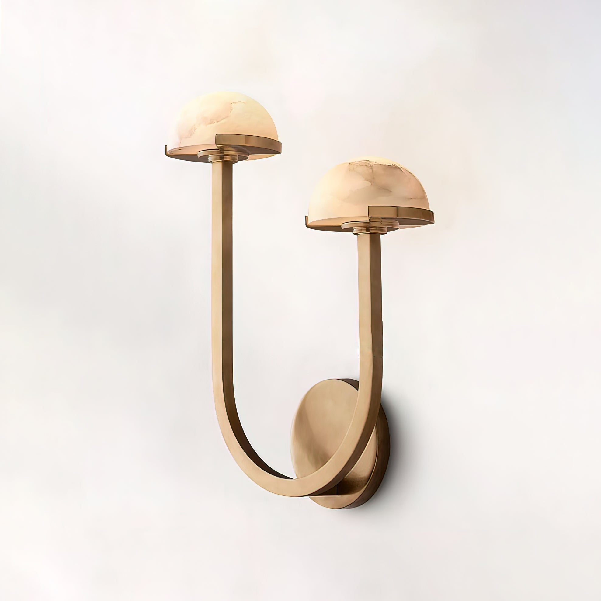 Mushroom Alabaster Sconce Wall Light with Brass Arm and Integrated LED for Modern Interiors