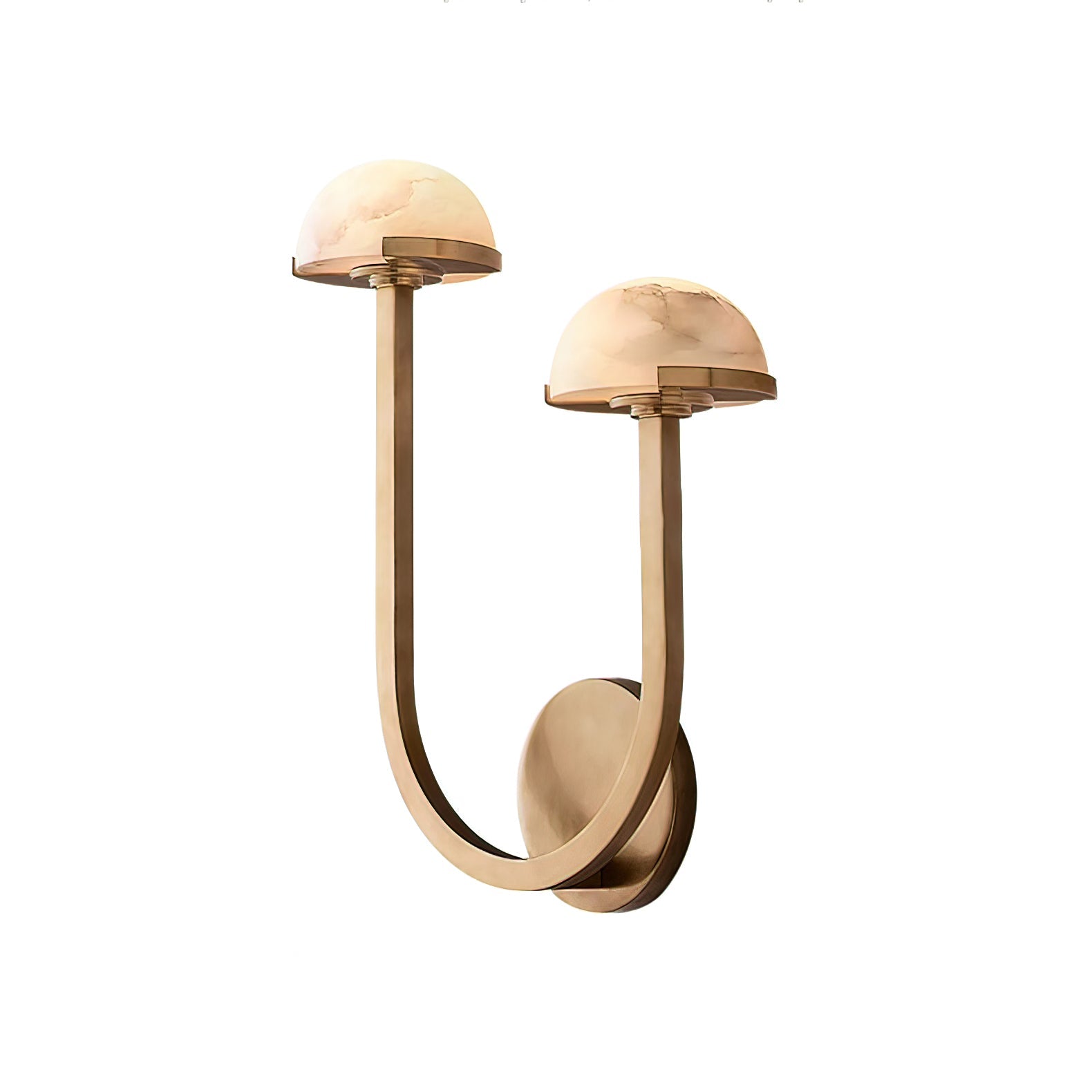 Mushroom Alabaster Sconce Wall Light with Brass Arm and Integrated LED for Modern Interiors